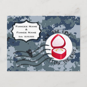 USN Marine Hochzeitstag & Ring Ankündigungspostkarte