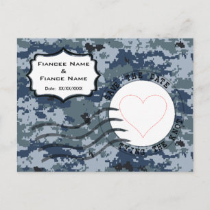 USN Navy Save the Date & Herz Ankündigungspostkarte