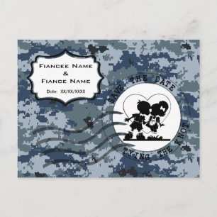 USN Navy Save the Date & Paar Ankündigungspostkarte