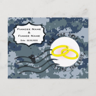 USN Navy Save the Date & Ringe Ankündigungspostkarte