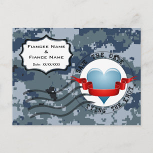 USN Navy Save the Date und Herz Ankündigungspostkarte