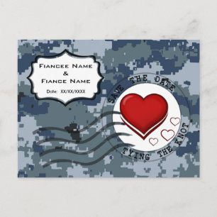 USN Navy Save the Date und Herzen Ankündigungspostkarte