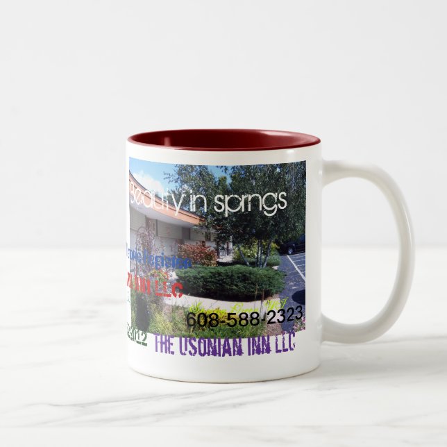 Usonian Gasthaus-Jahrestags-Tasse Zweifarbige Tasse (Rechts)