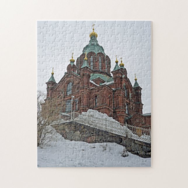 Uspenski-Kathedrale Helsinki im Winterpuzzle Puzzle (Vertikal)