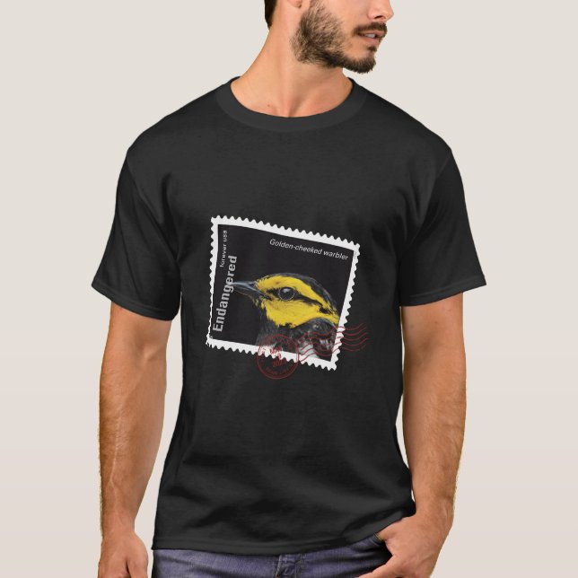 Usps gefährdete Arten Golden-Cheeked Warbler Pos T-Shirt (Vorderseite)