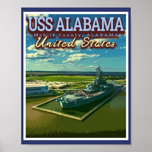 USS ALABAMA BATTLESHIP - MOBILE ALABAMA USA POSTER (Vorne)