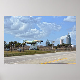 USS Alabama Schlachtschiff-Memorialpark-Schild Poster