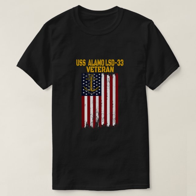 USS Alamo LSD-33 Dock Landing Ship Veteran Vater' T-Shirt (Design vorne)