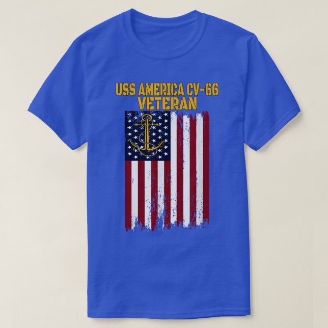 USS America CV66 CVA66 Flugzeugträger Veteran's T-Shirt (Design vorne)