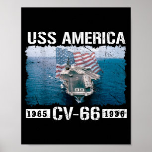 USS America CV-66 est 1965-1996 Flagge Flugzeug Poster