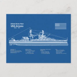 USS Arizona - Pläne für Schiffskonzepte ABD Postkarte