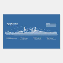 USS Arizona - Pläne für Schiffskonzepte ABD Rechteckiger Aufkleber