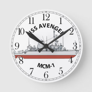 USS Avenger MCM-1 Runde Wanduhr