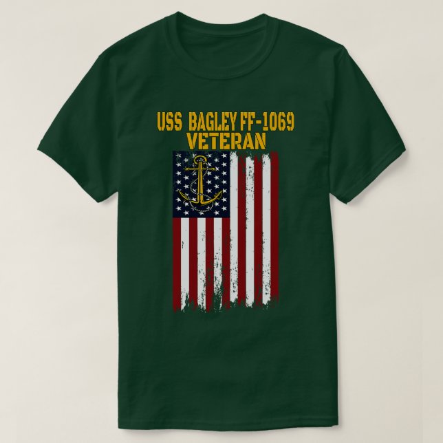 USS Bagley FF1069 Frigate Veterans Day Fathers Day T-Shirt (Design vorne)