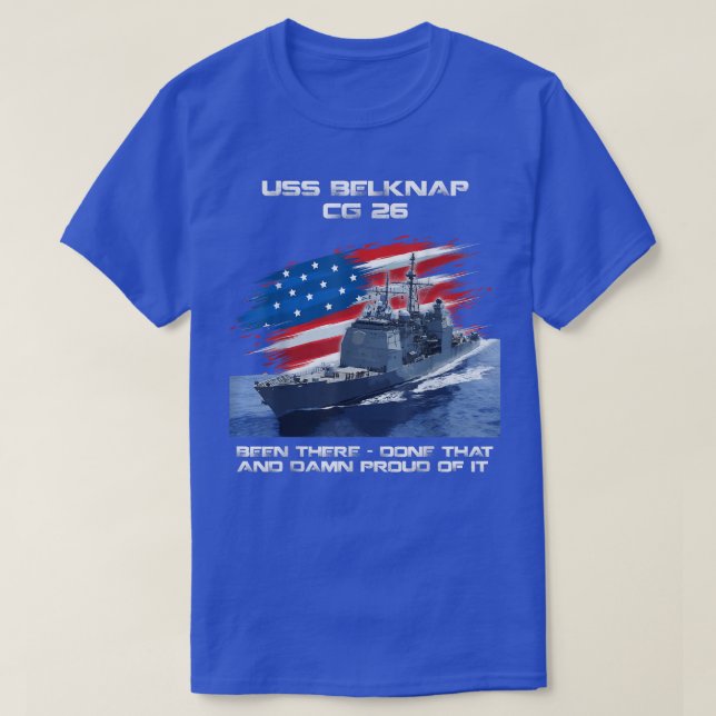 USS Belknap CG26 Class Cruiser American Flag Veter T-Shirt (Design vorne)