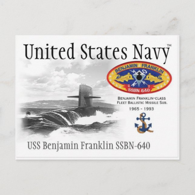 USS BENJAMIN FRANKLIN SSBN-640 SUB. - Postkarte (Vorderseite)