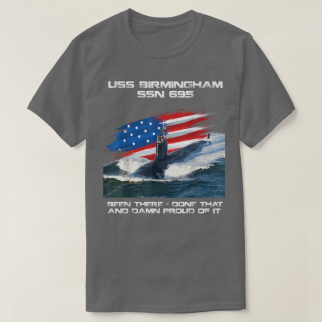 USS Birmingham SSN695 American Flag Submarine Vete T-Shirt (Design vorne)