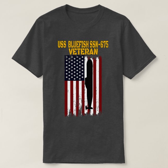 USS Bluefish SSN675 U-Boot Veterans Day Vathers T-Shirt (Design vorne)