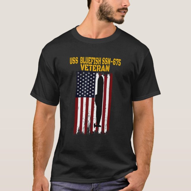 USS Bluefish SSN 675 U-Boot Veterans Day Father T-Shirt (Vorderseite)