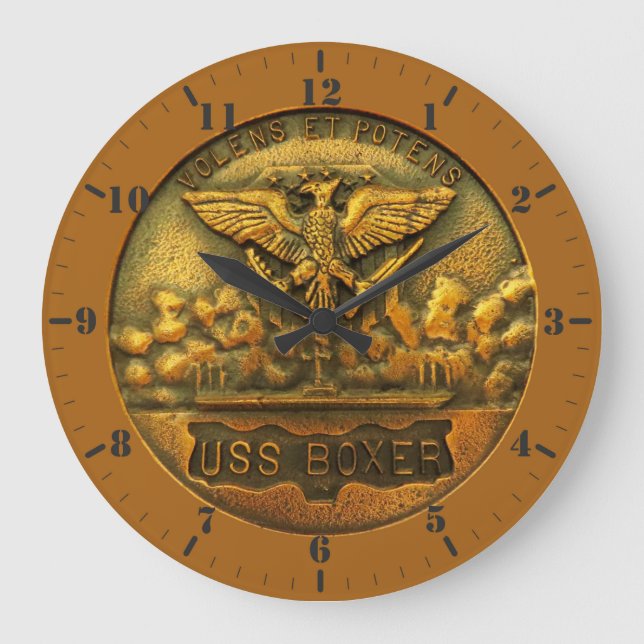 USS Boxer Nummernschild - Volens und Potens Große Wanduhr (Vorderseite)