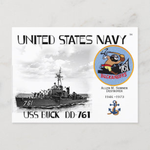 USS BUCK DD-761 DESTROYER - POSTCARD POSTKARTE
