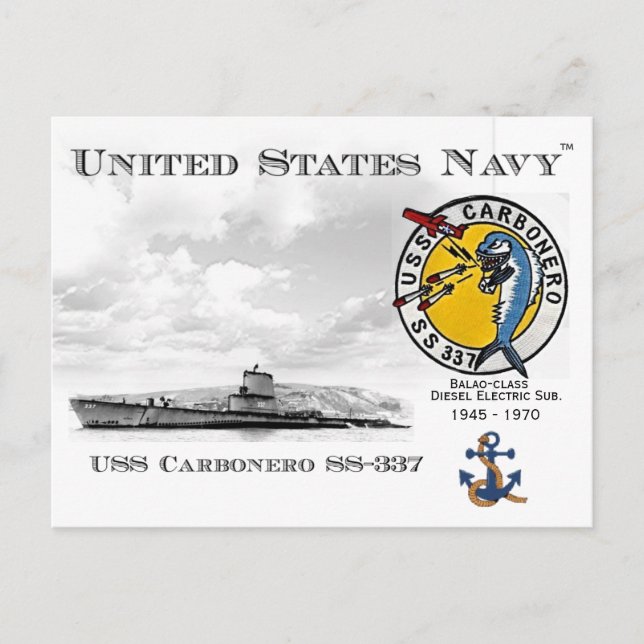 USS CARBONERO SS-337 SUBMARINE - POSTCARD POSTKARTE (Vorderseite)