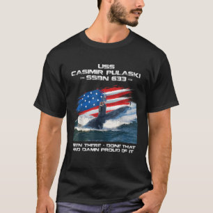 USS Casimir Pulaski SSBN 633 American Flag Submari T-Shirt