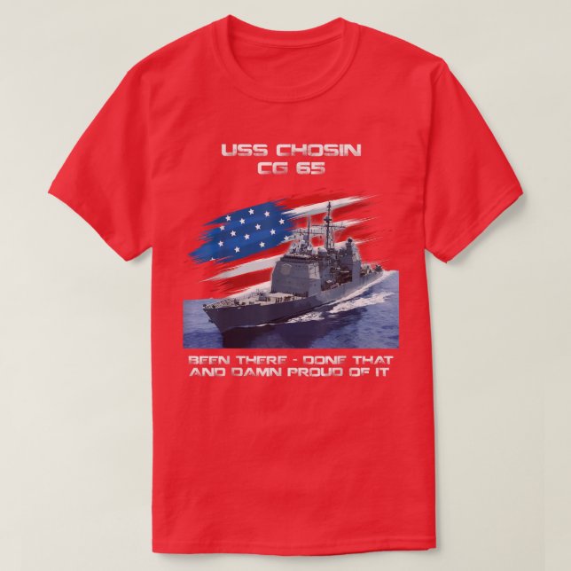 USS Chosin CG65 Class Cruiser American Flag Vetera T-Shirt (Design vorne)