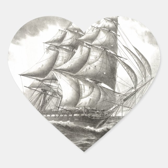 USS Constitution Herz-Aufkleber (Vorderseite)