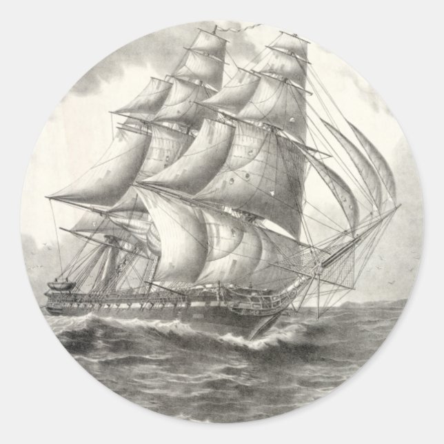 USS Constitution Runder Aufkleber (Vorderseite)