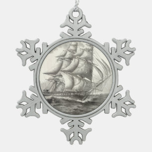 USS Constitution Schneeflocken Zinn-Ornament
