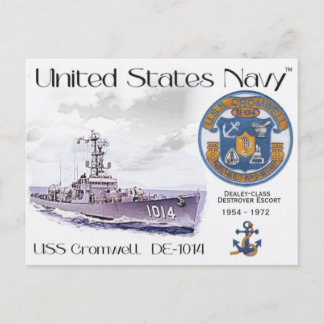 USS CROMWELL DE-1014 DESTROYER ESCORT - POSTCARD POSTKARTE