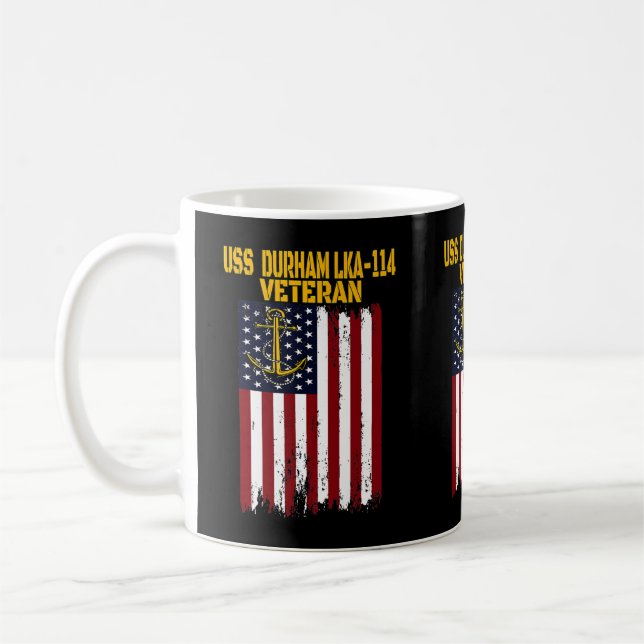 USS Durham LKA-114 Amphibious Cargo Ship Veterans Kaffeetasse (Links)