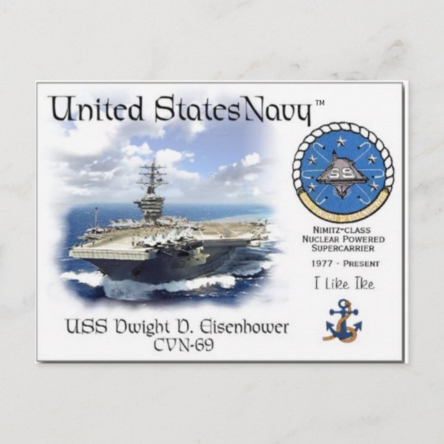 USS DWIGHT D. EISENHOWER CVN-69 Postcard Postkarte (Vorderseite)