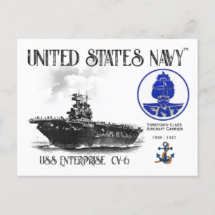 USS ENTERPRISE CV-6 AIRCRAFT CARRIER - Postkarte