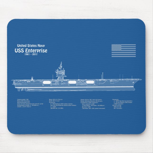 USS Enterprise (NCC-1701) - Pläne für Schiffskonze Mousepad (Vorne)