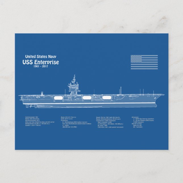 USS Enterprise (NCC-1701) - Pläne für Schiffskonze Postkarte (Vorderseite)
