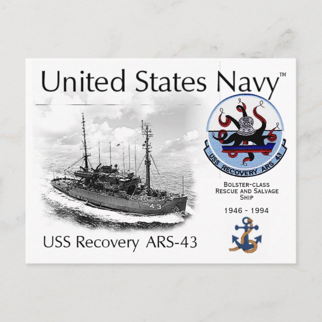 USS ERHOLUNG ARS-43 RESCUE AND SALVAGE SHI - POSTC POSTKARTE (Vorderseite)