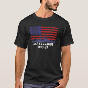 USS Farragut DDG 99 Ship Vintag American Flag T S T-Shirt
