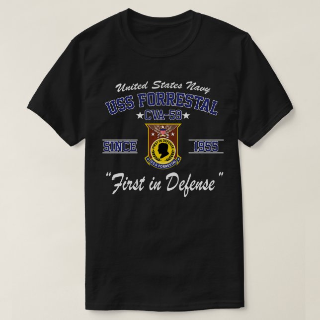 USS Forrestal CVA-59 Sweatshirt T-Shirt (Design vorne)