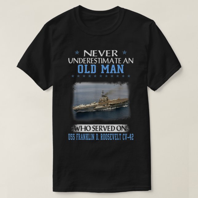 USS Franklin D Roosevelt CV42 Aircraft Carrier Vet T-Shirt (Design vorne)