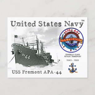 USS FREMONT APA-44 ATTACK TRANSPORTPOSTCARD POSTKARTE