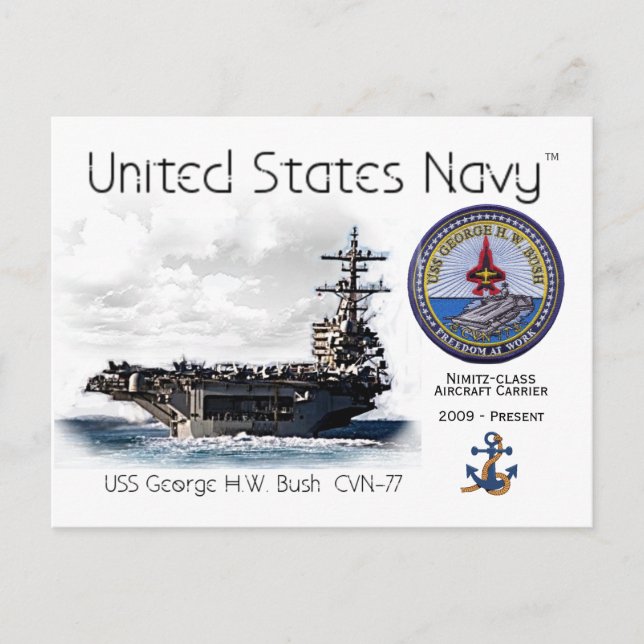 USS GEORGE H.W. BUSH AIRCRAFT CARRIER - Postcard Postkarte (Vorderseite)