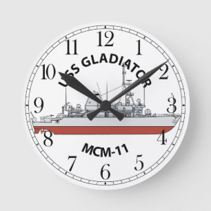 USS Gladiator MCM-11 Runde Wanduhr