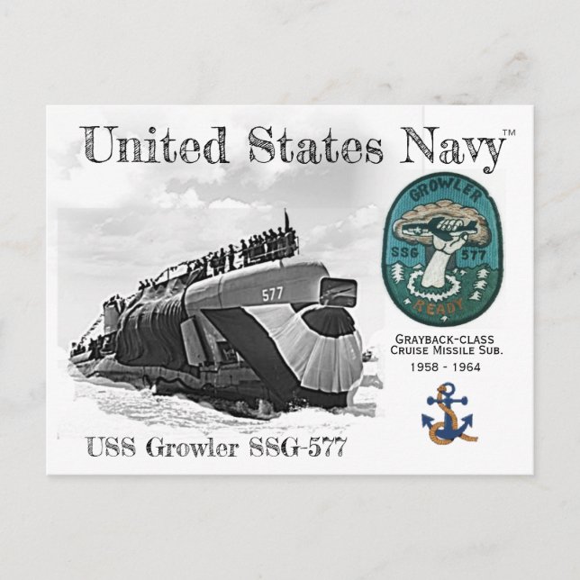 USS GROWLER SSG-577 SUBMARINE - POSTCARD POSTKARTE (Vorderseite)