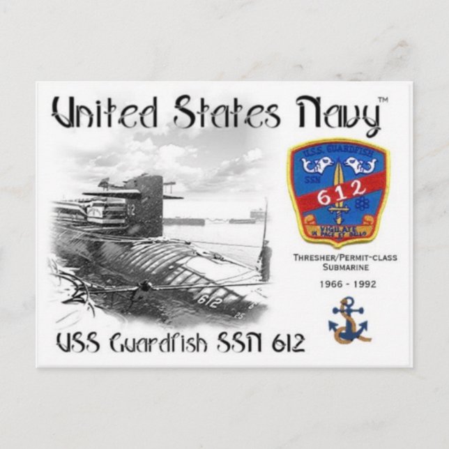 USS GUARDFISH SSN-612 POSTCARD z Postkarte (Vorderseite)