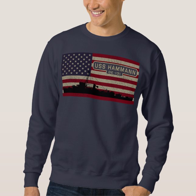 USS Hammann DE 131 WW2 Ship American Flag  Sweatshirt (Vorderseite)