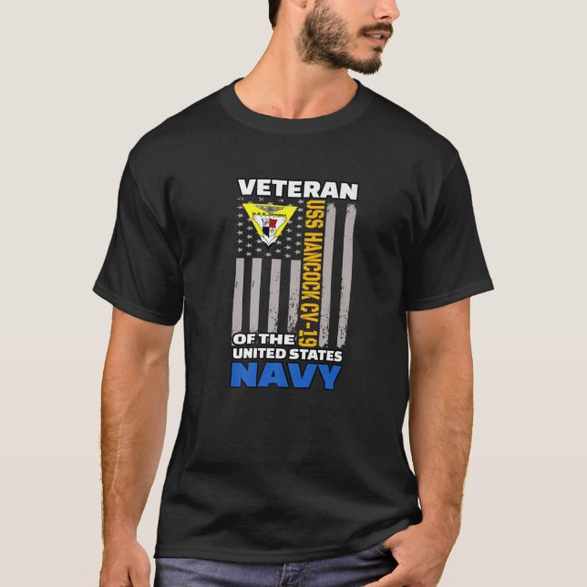 USS Hancock CV-19 Aircraft Carrier Veterans Day Fa T-Shirt (Vorderseite)