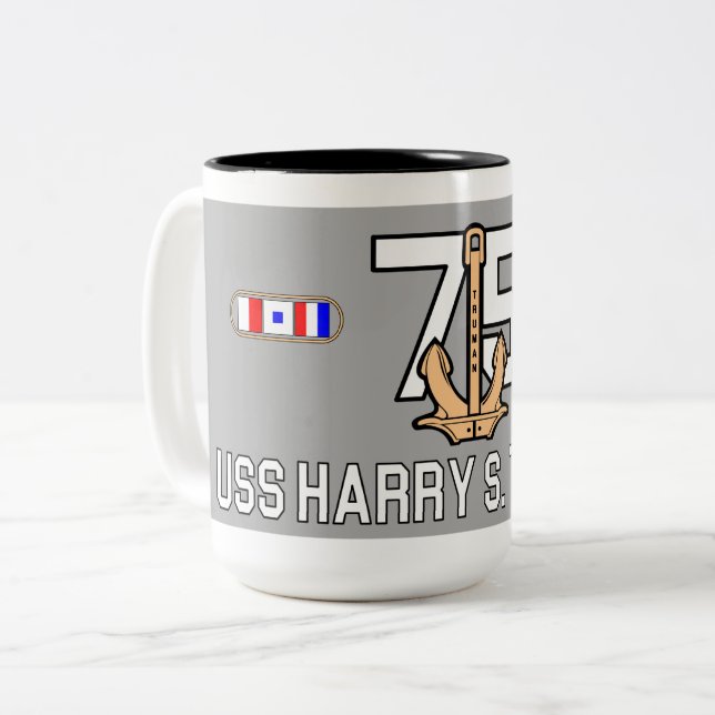 USS HARRY S. TRUMAN TASSE CVN-75 BUCK STOPS HIER (Vorderseite Links)