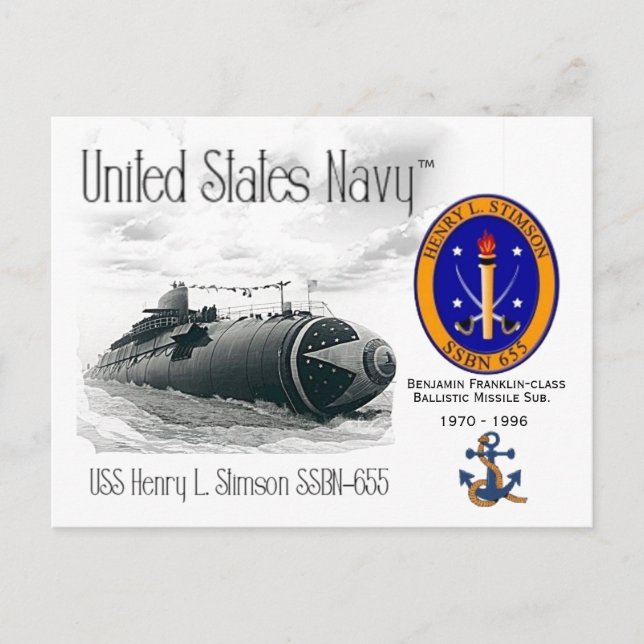 USS HENRY L. STIMSON SSBN-655 - POSTCARD POSTKARTE (Vorderseite)